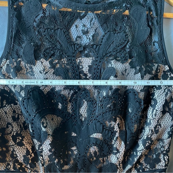 Black Temperance Dress XS with Appliqués and Beadwork and a Champagne Lining - Picture 6 of 8